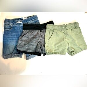 Lot of 3 Girls Shorts Green, Black, Jeans, Size 5 Various Brands